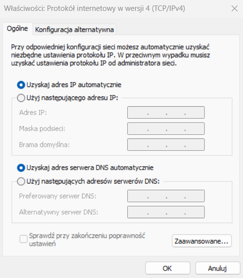 Automatyczna konfiguracja interfejsu sieciowego